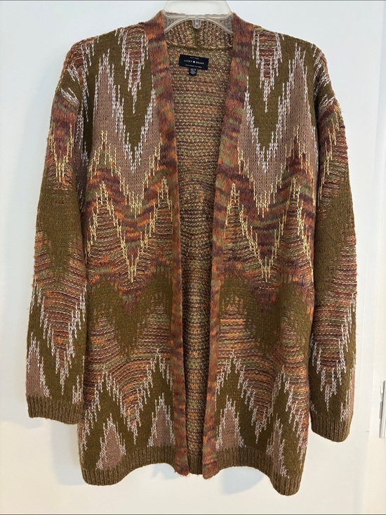 Lucky Brand Sweaters - NWOT. Never worn. Lucky Brand Multicolor Olive Brown Open Cardigan